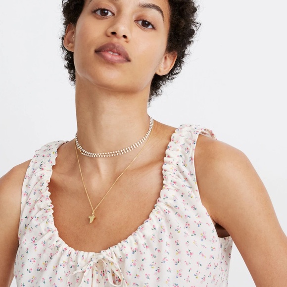 Madewell Shirred Drawstring Tank Top in Bright Buds Size M - Picture 2 of 7